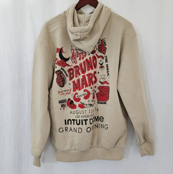 Original Deluxe Bruno Mars Intuit Dome Hoodie in Tan & Black Women’s Size L - Picture 2 of 5